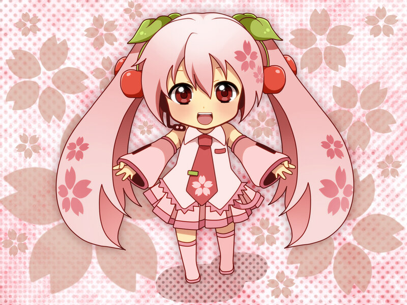Chibi Anime Girl — Pink, Cheerful, Spring