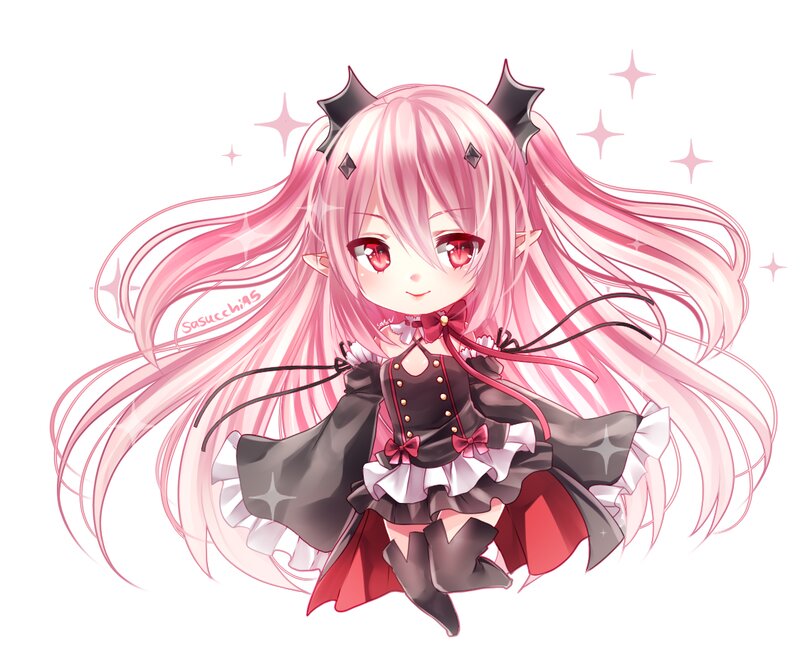 Chibi Anime Girl — Pink, Cute, Digital Art