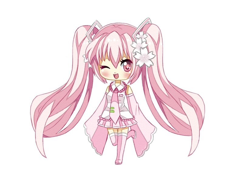 Chibi Anime Girl — Pink, Playful, Pink Hair