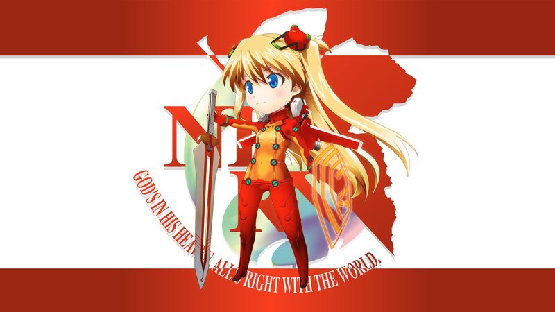Chibi Anime Girl — Red, Determined, Sword