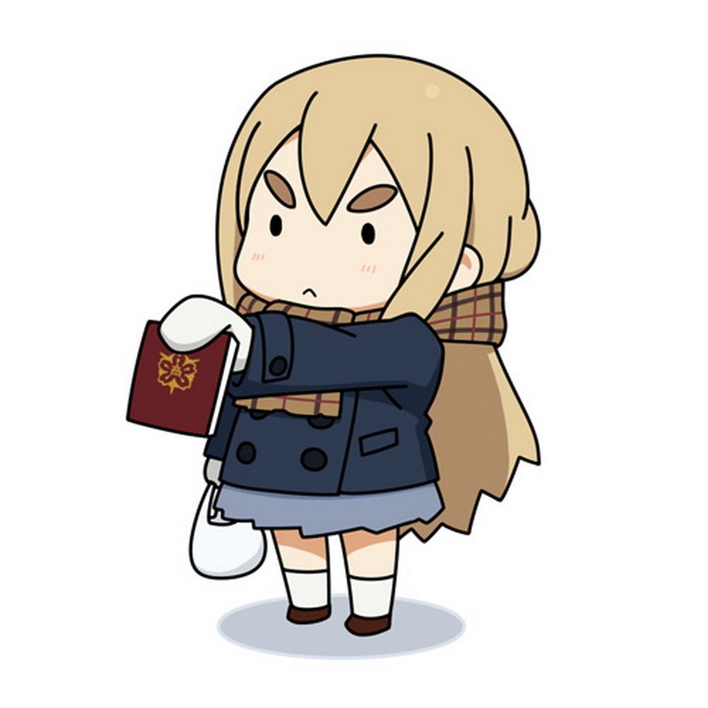 chibi anime girl with book