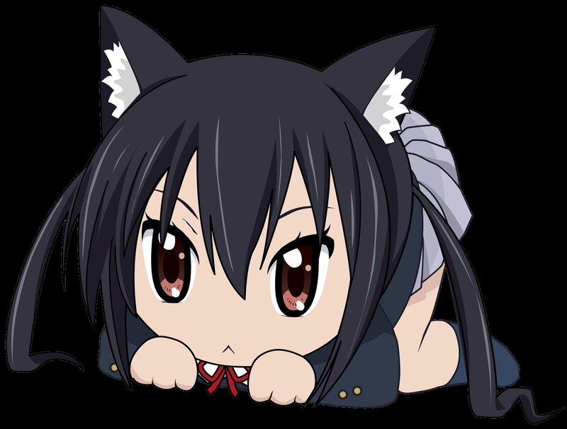 Chibi Anime Girl with Cat Ears — Black