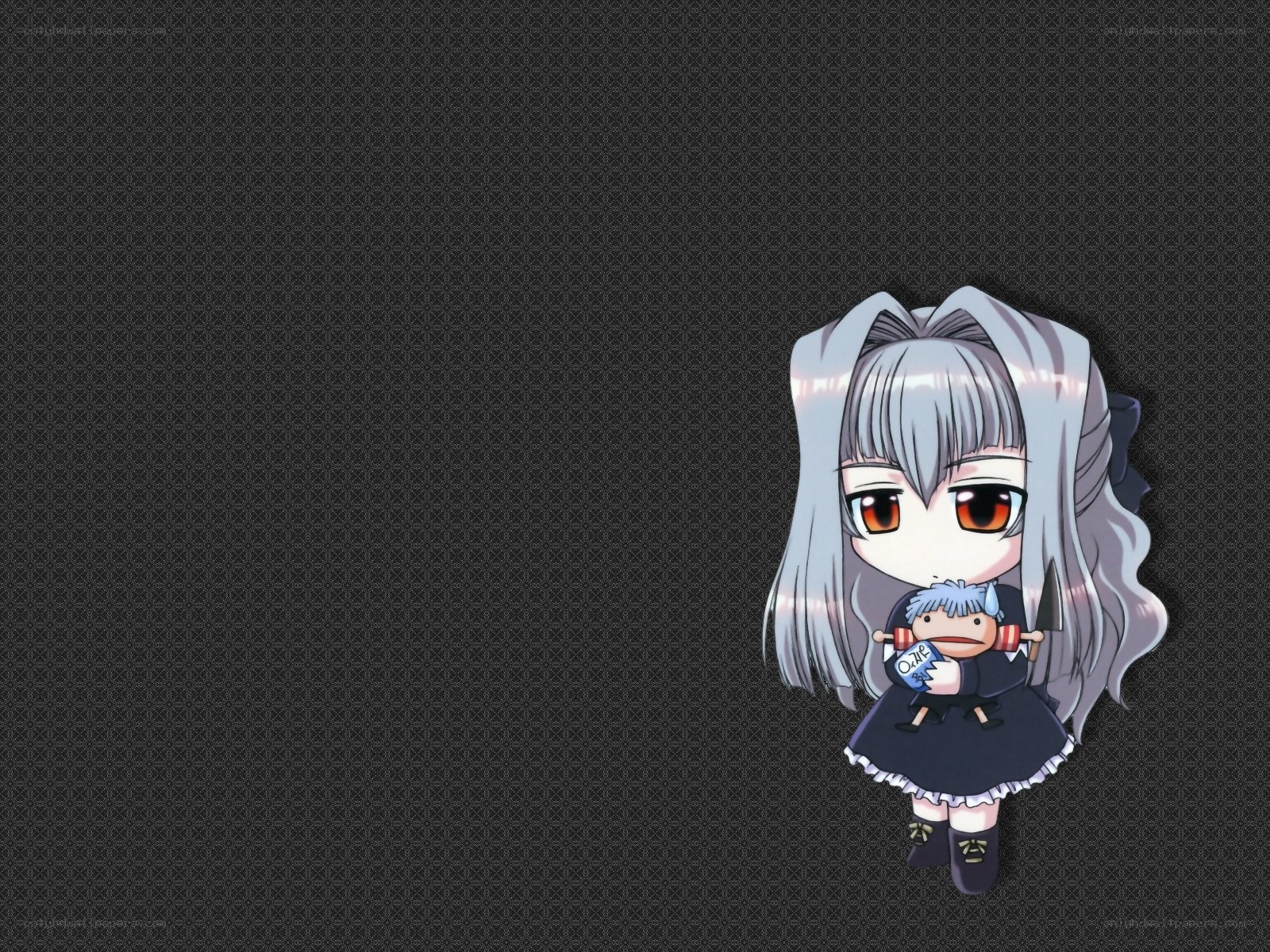 chibi anime girl with doll