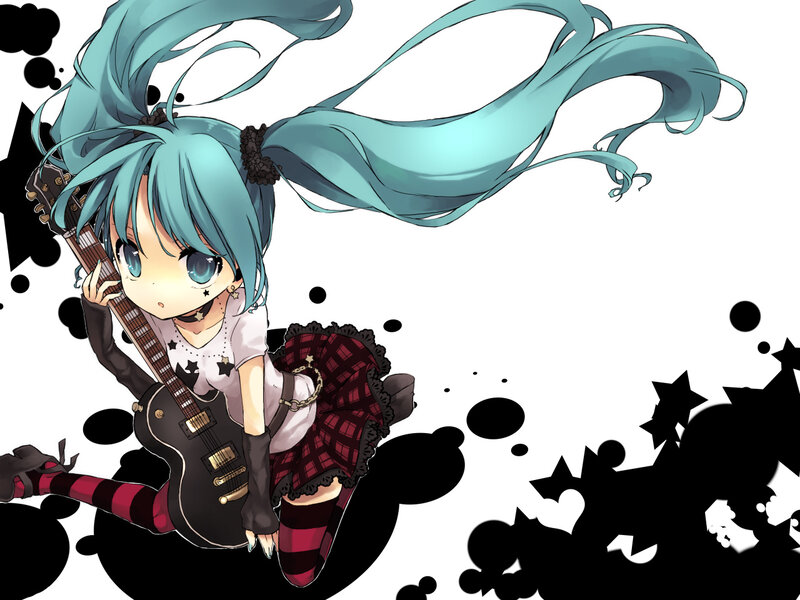 Chibi anime girl with guitar