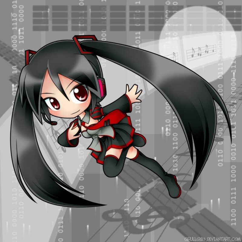chibi anime girl with headphones