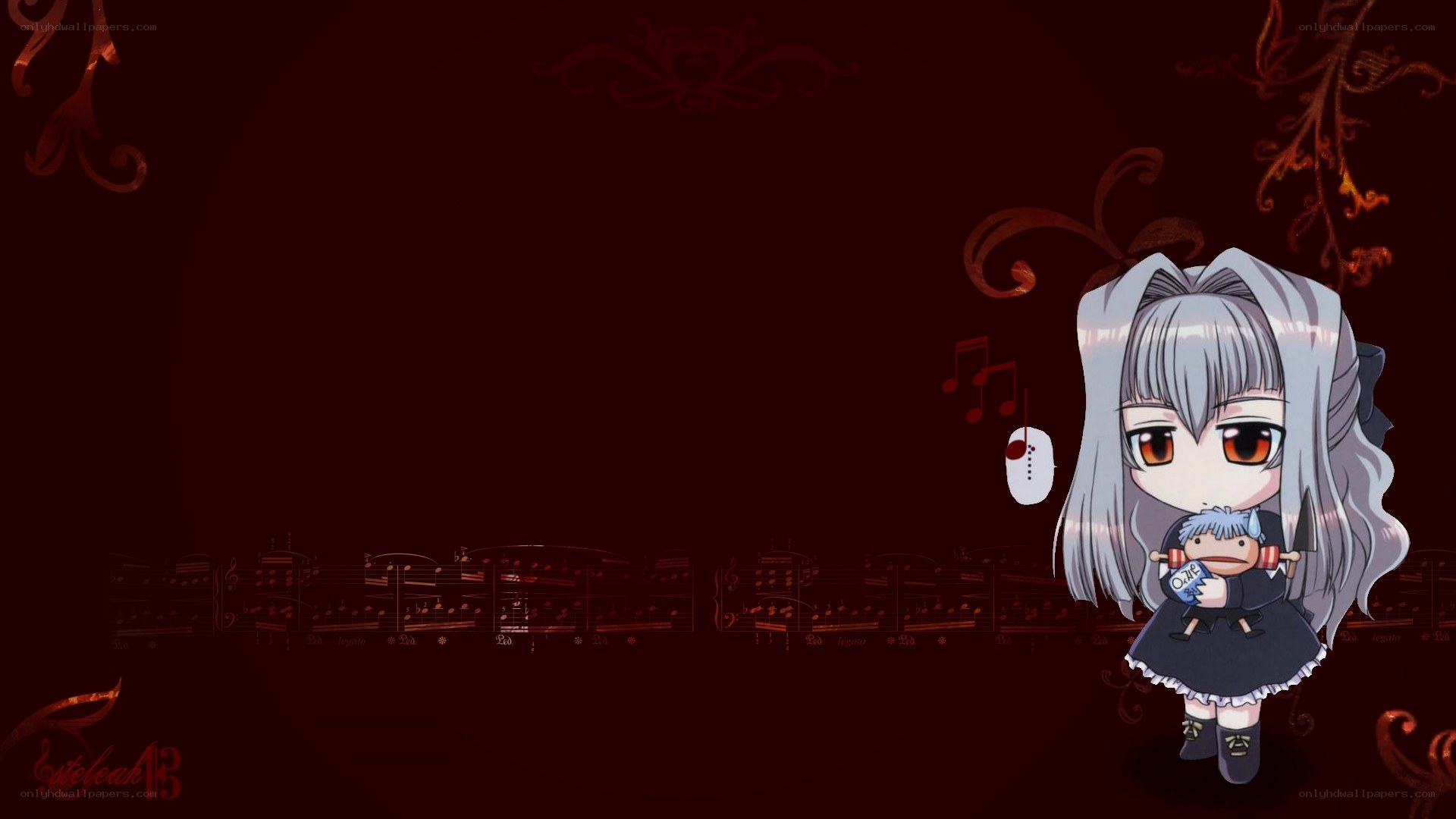 chibi anime girl with music notes