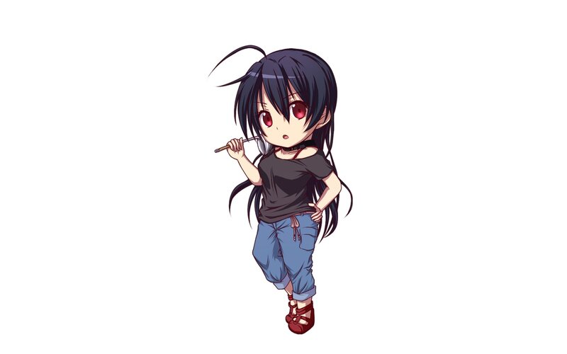 chibi anime girl with red eyes