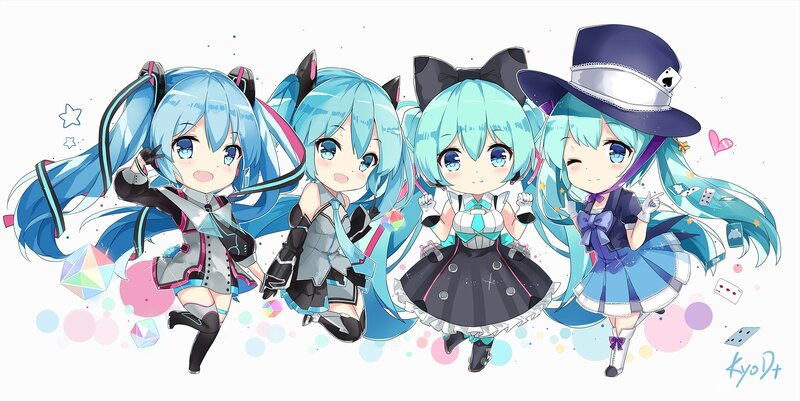 Chibi Anime Girls — Blue, Playful, Digital Art, Anime Characters