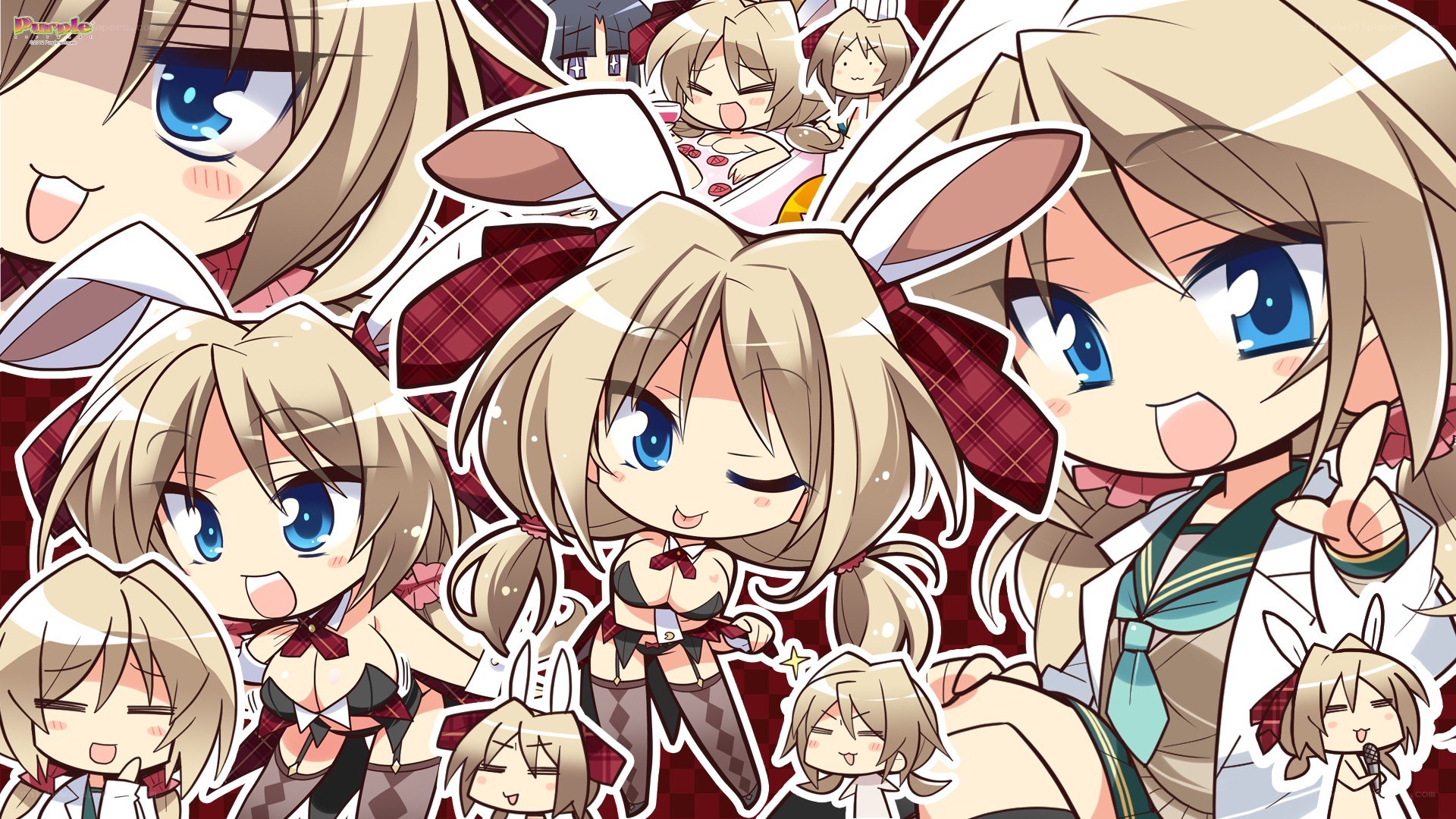 Chibi anime girls collage