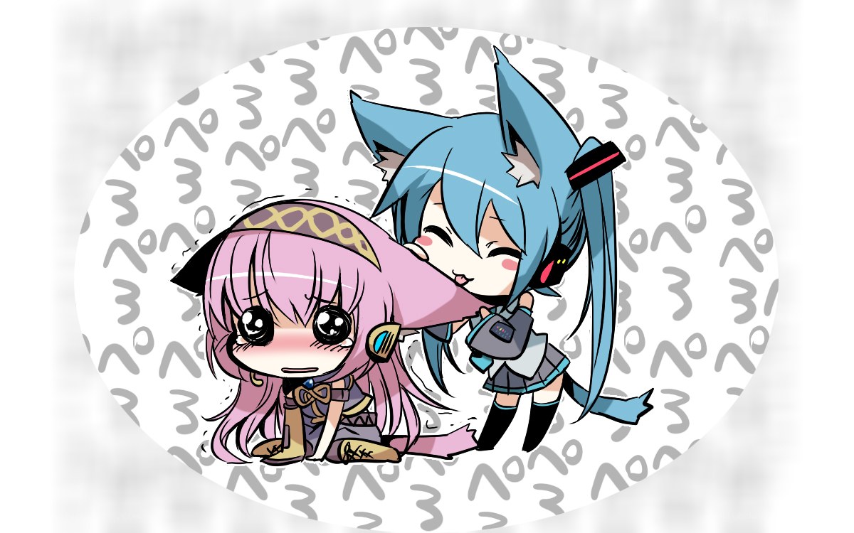 Chibi anime girls hugging
