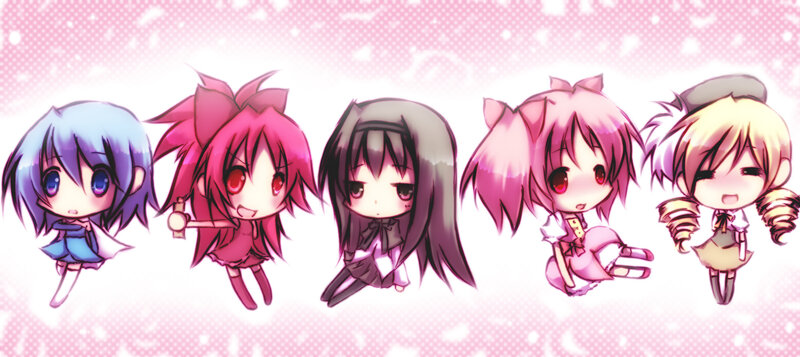 chibi anime girls in pink