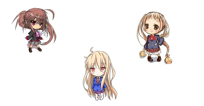 Chibi anime girls in school uniforms