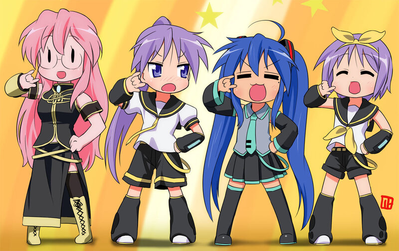 Chibi anime girls in school uniforms