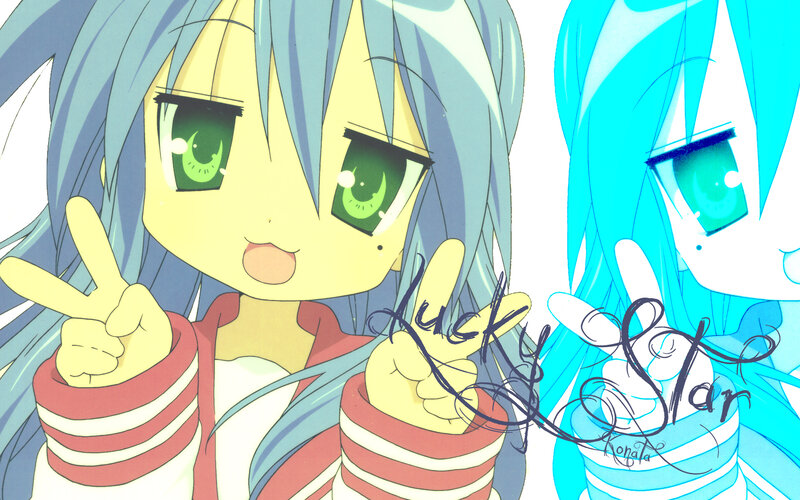 chibi anime girls making peace signs