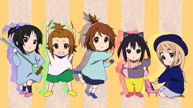 Chibi anime girls performing