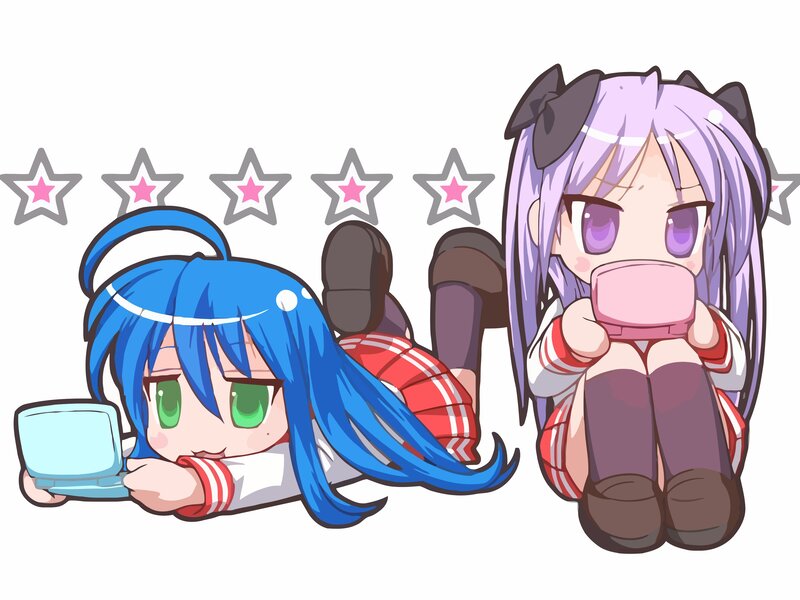 Chibi anime girls playing games