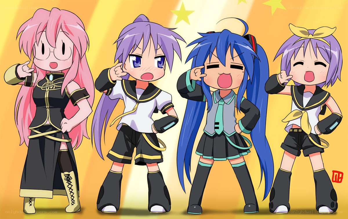 Chibi anime girls posing