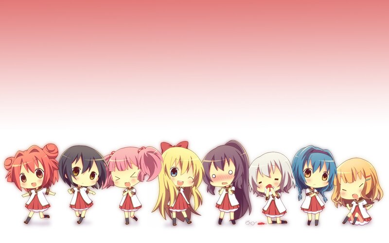 Chibi Anime Girls — Red, Cheerful