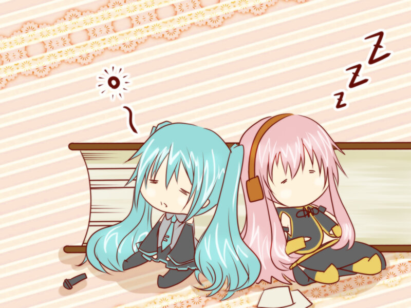Chibi anime girls sleeping