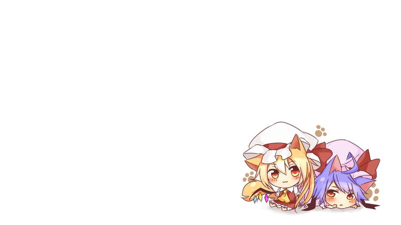 Chibi Anime Girls — White, Playful, Cat Ears, Fox Tail
