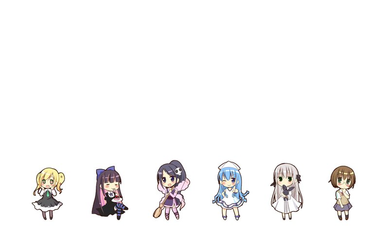 Chibi Anime Girls — White, Playful, Dresses