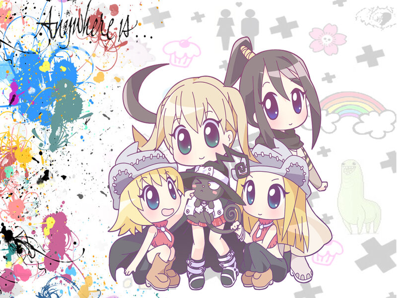 Chibi Anime Girls — White, Playful