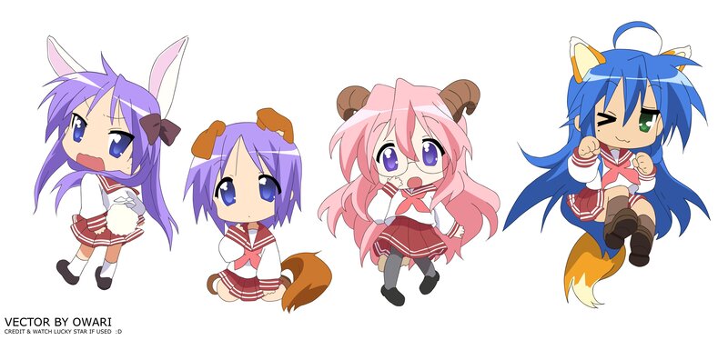 Chibi anime girls with animal ears