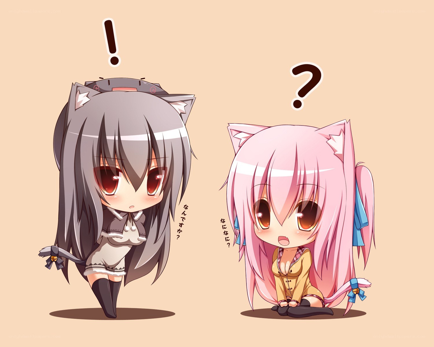Chibi anime girls with cat ears