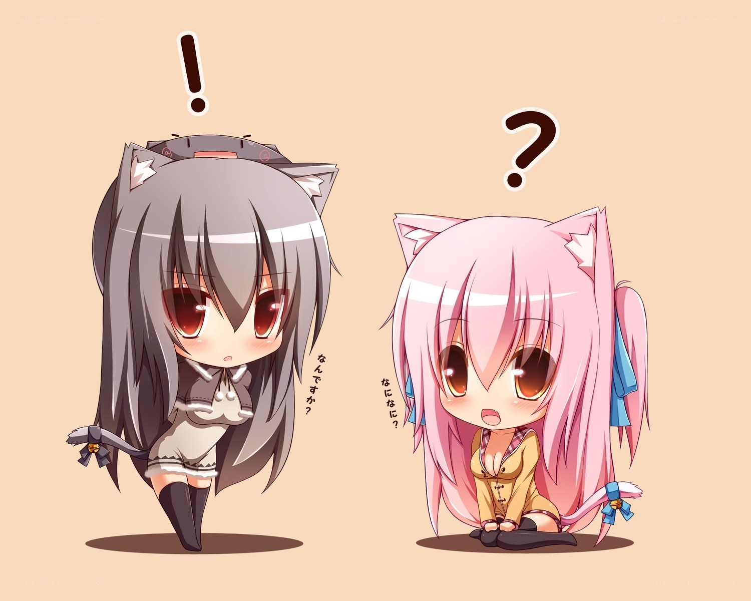 Chibi anime girls with cat ears