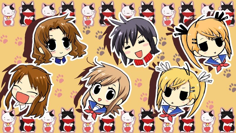 chibi anime girls with lucky cats