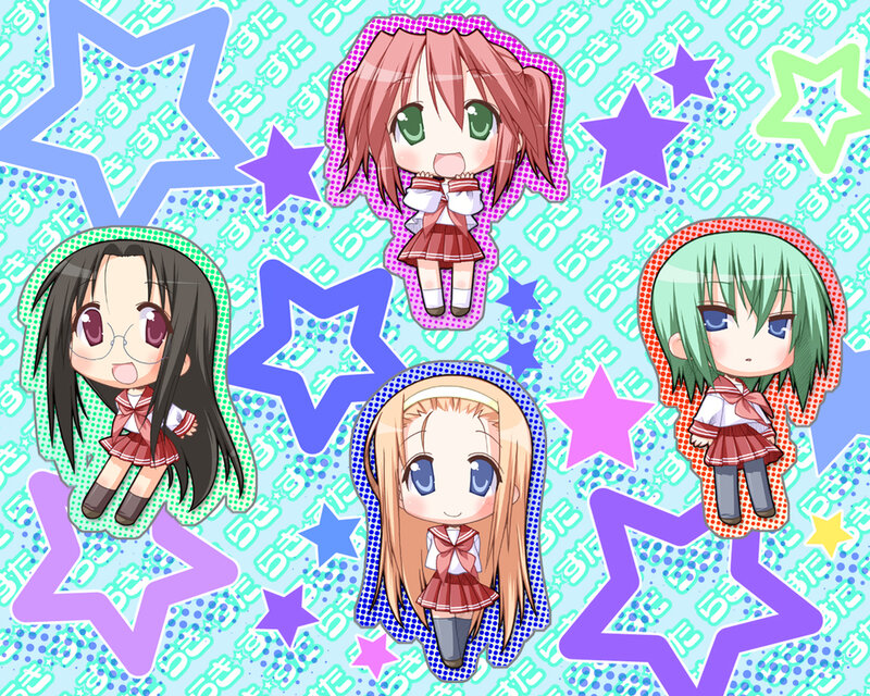 chibi anime girls with stars