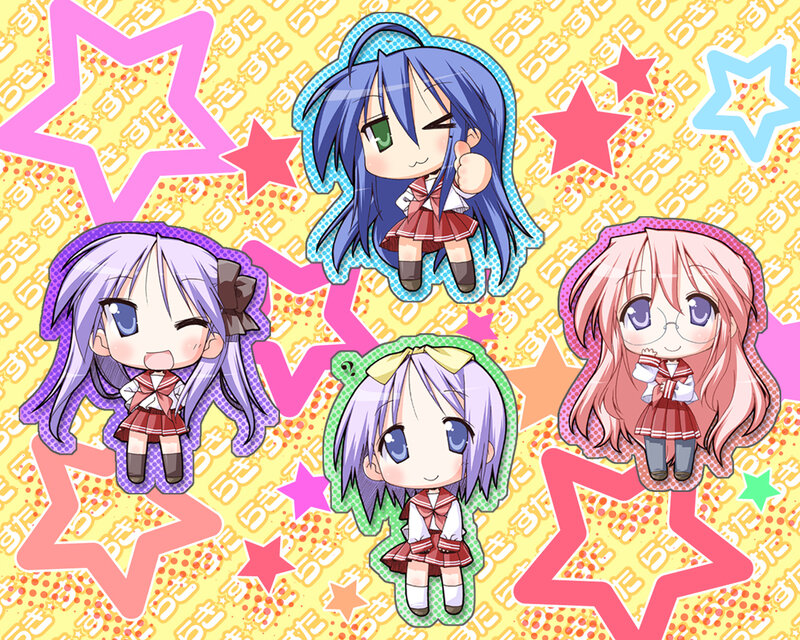 Chibi anime girls with stars