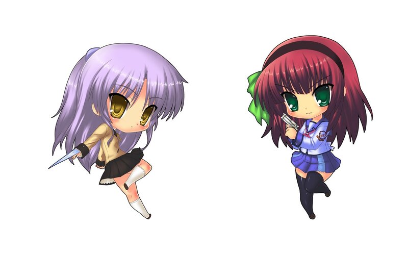 Chibi anime girls with weapons