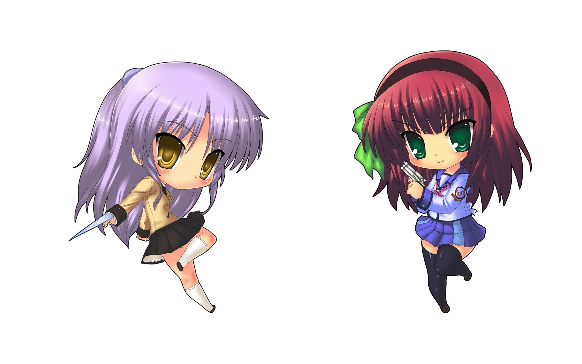 Chibi anime girls with weapons