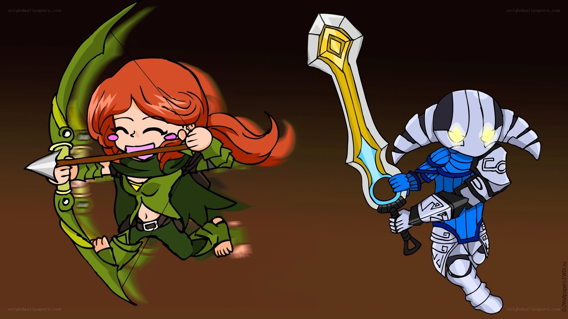 Chibi archer and knight