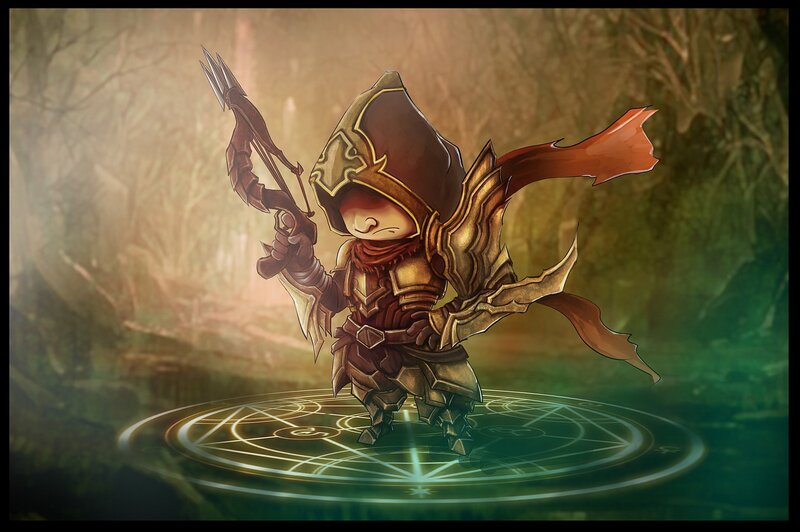 chibi archer on a magic circle