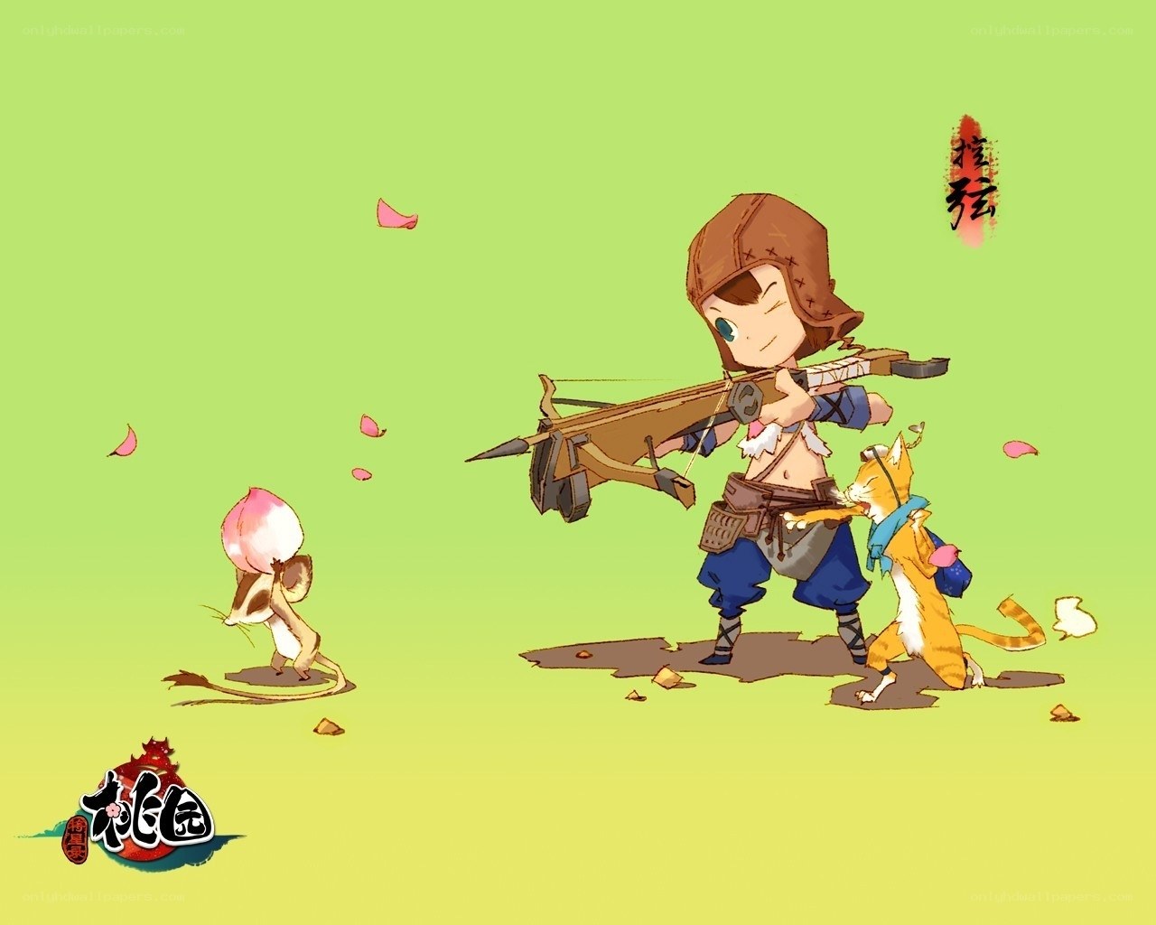 Chibi archer with animal companions