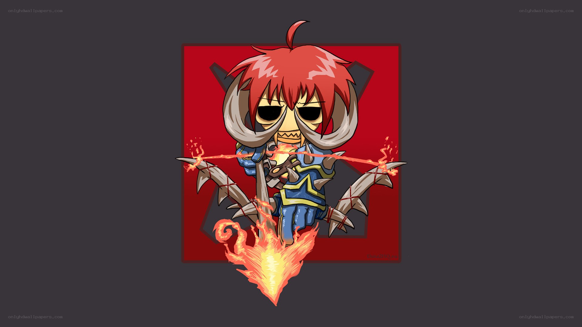 chibi archer with flaming bow