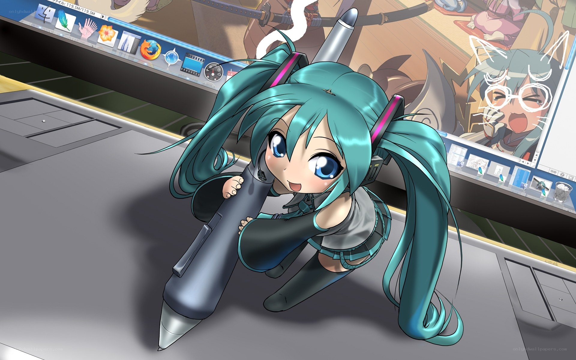 Chibi artist with digital pen
