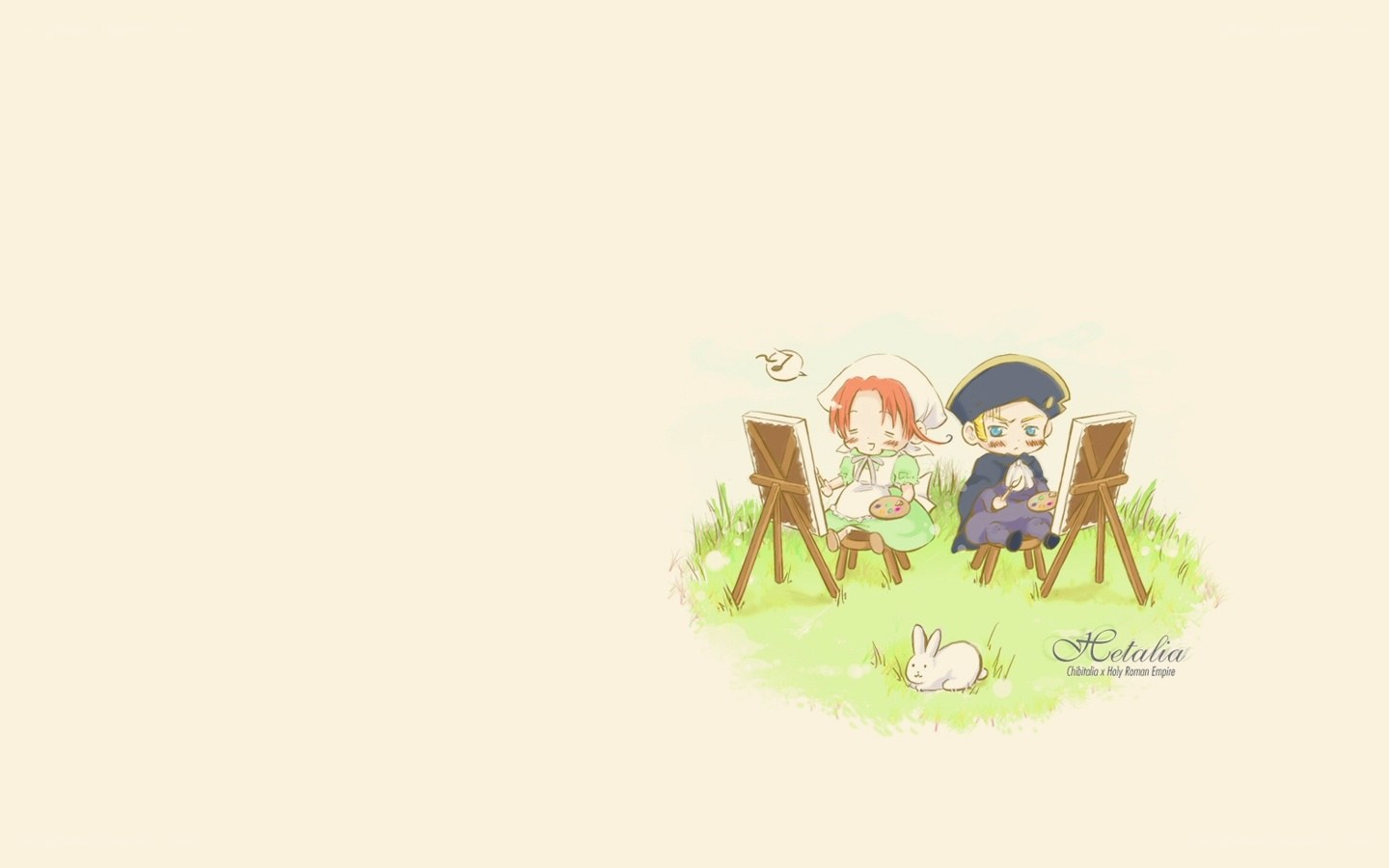 chibi artists in a field
