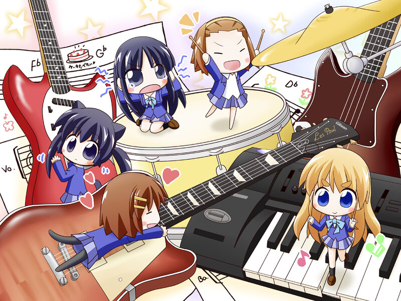 Chibi band members with instruments