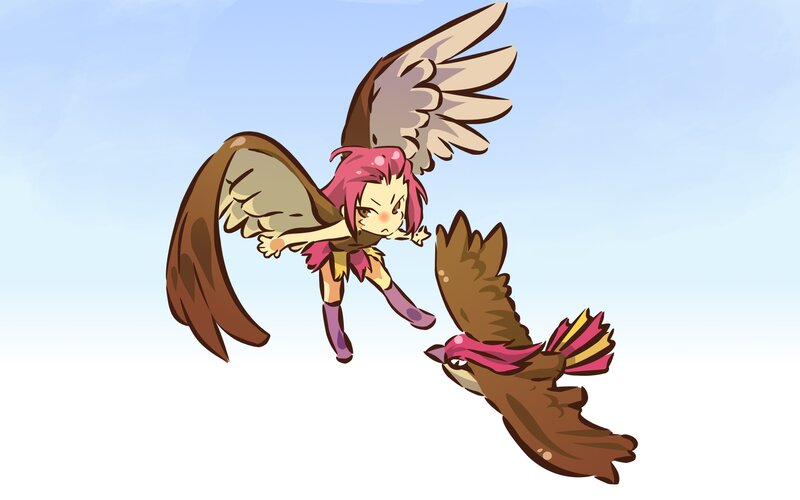 Chibi Bird Girl Flying