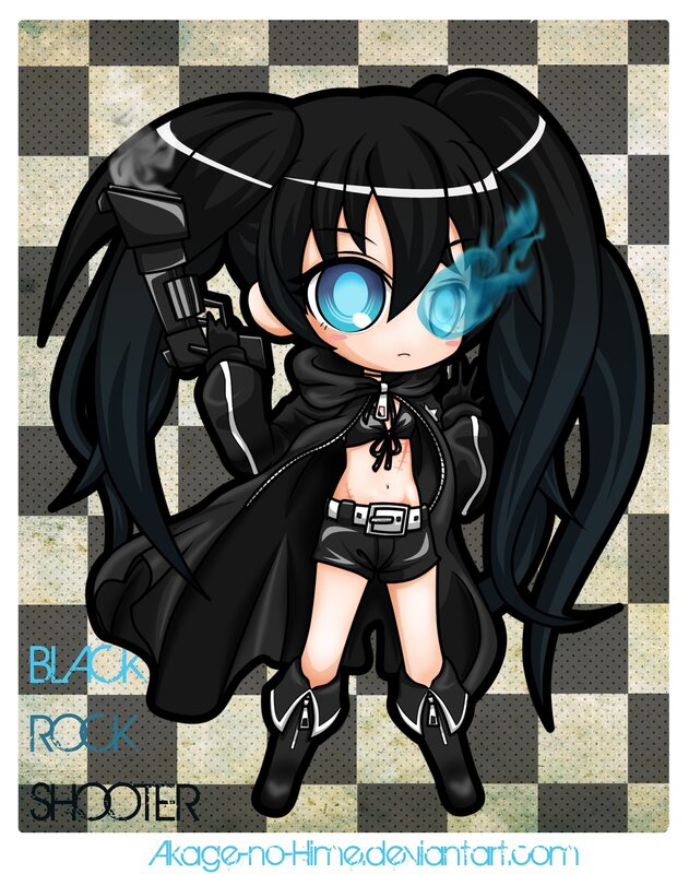Chibi black shooter girl