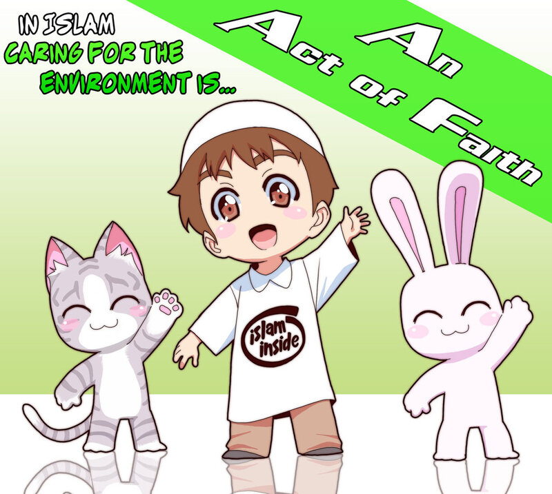 Chibi Boy with Cat and Rabbit