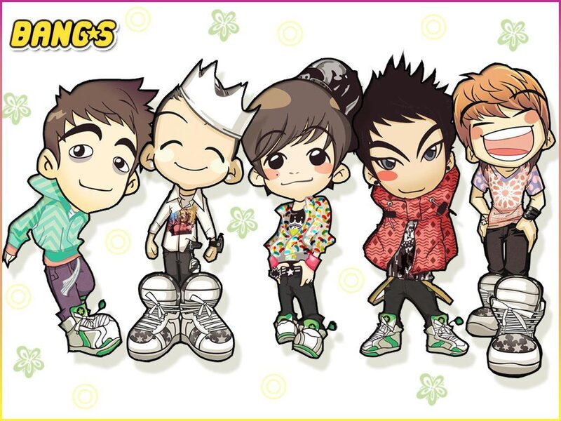 Chibi cartoon of K-pop group BANG*S