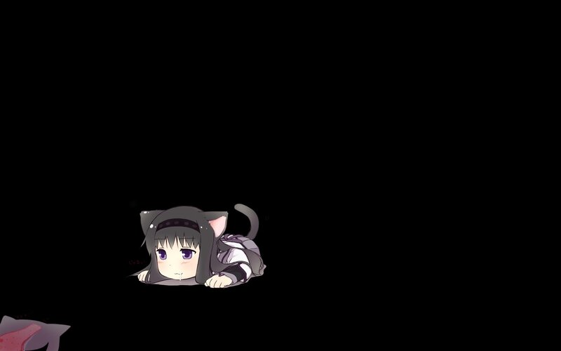 Chibi Cat-eared Girl — Black, Calm