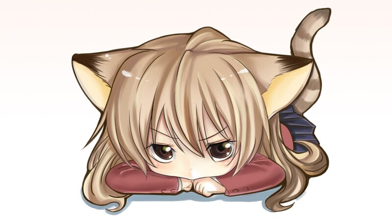 Chibi Cat-eared Girl — Brown, Calm