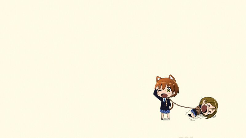 Chibi Cat-eared Girl Pulling Another