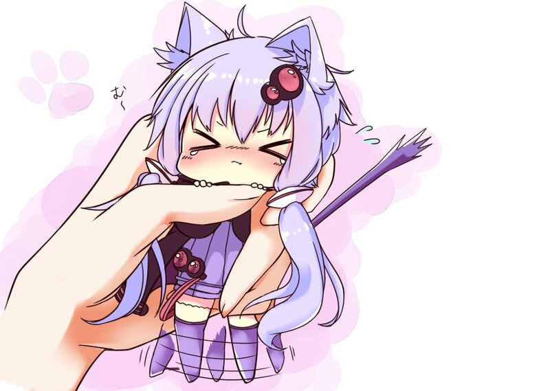 Chibi Cat-eared Girl — Purple, Playful