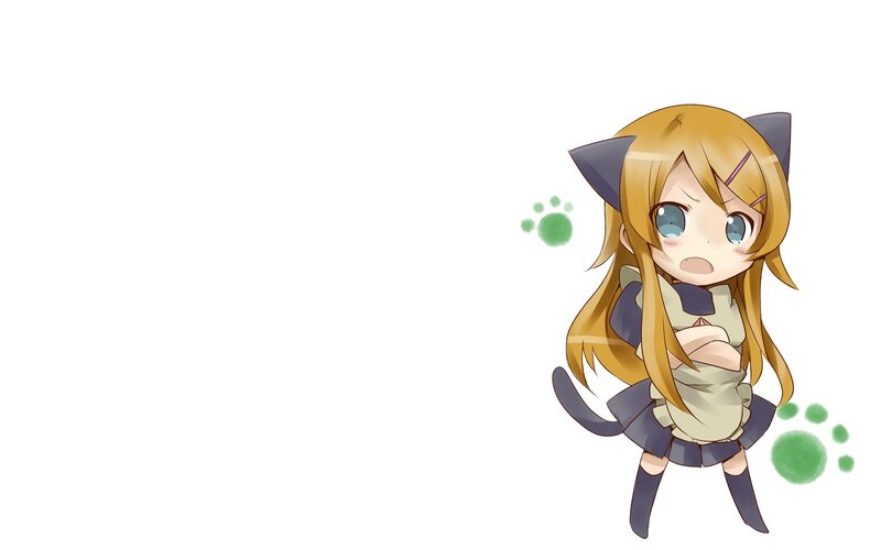 Chibi Cat-eared Girl — White, Playful